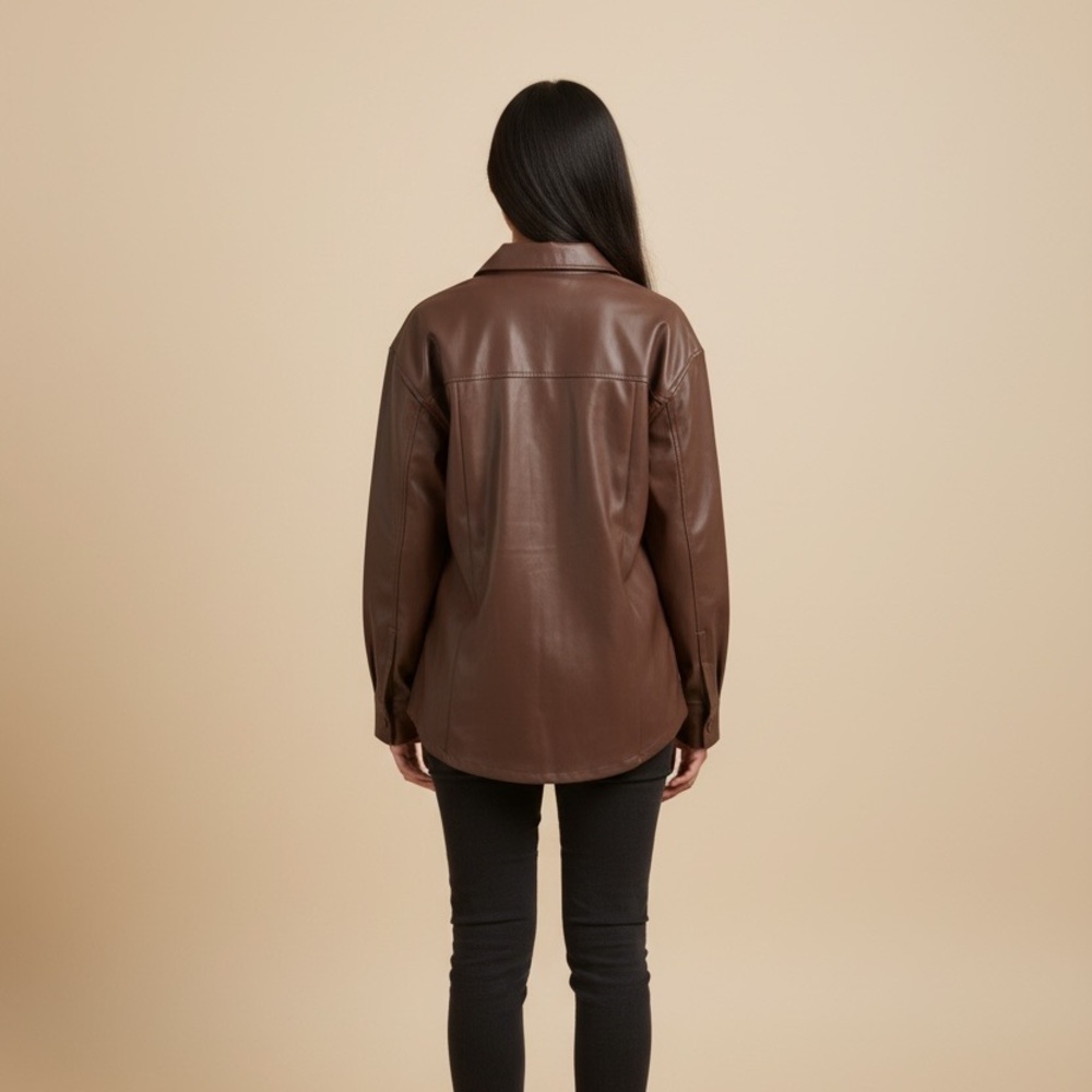 Double Zero Brown Leather Jacket NWT - image 4